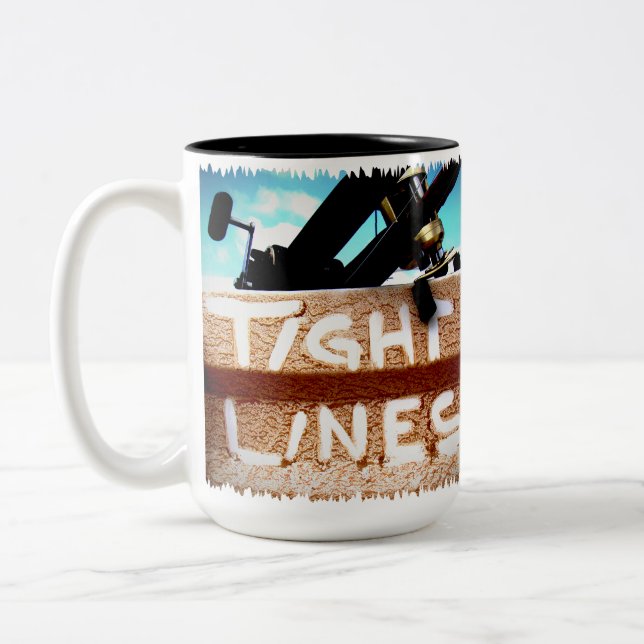 Caneca De Café Em Dois Tons Pescando linhas apertadas carretel da pesca da (Esquerda)