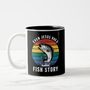 Caneca De Café Em Dois Tons Pescaria Até Jesus Tinha História de Peixe Robalo 