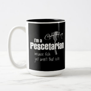 Caneca De Café Em Dois Tons Pescetarian porque os peixes não são bonitos