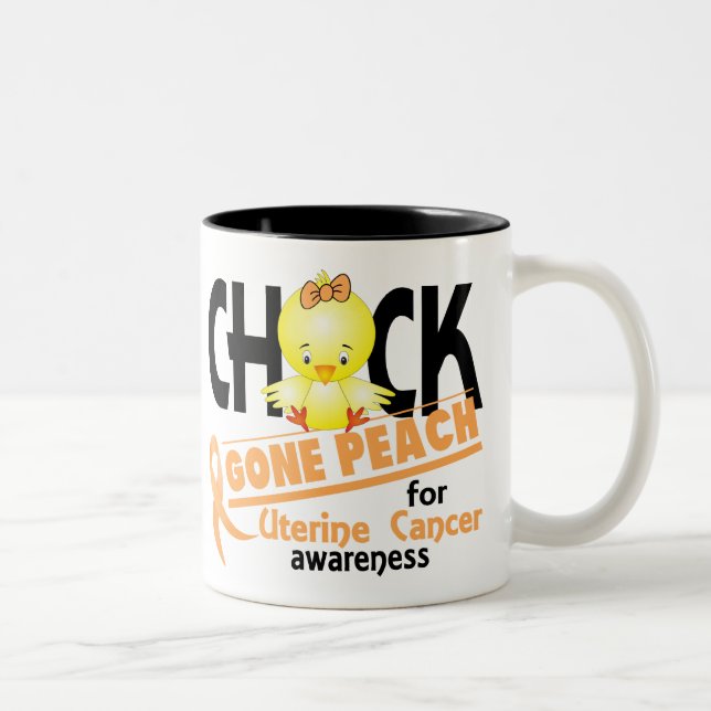 Caneca De Café Em Dois Tons Pêssego ido 2 do cancer pintinho uterina (Direita)