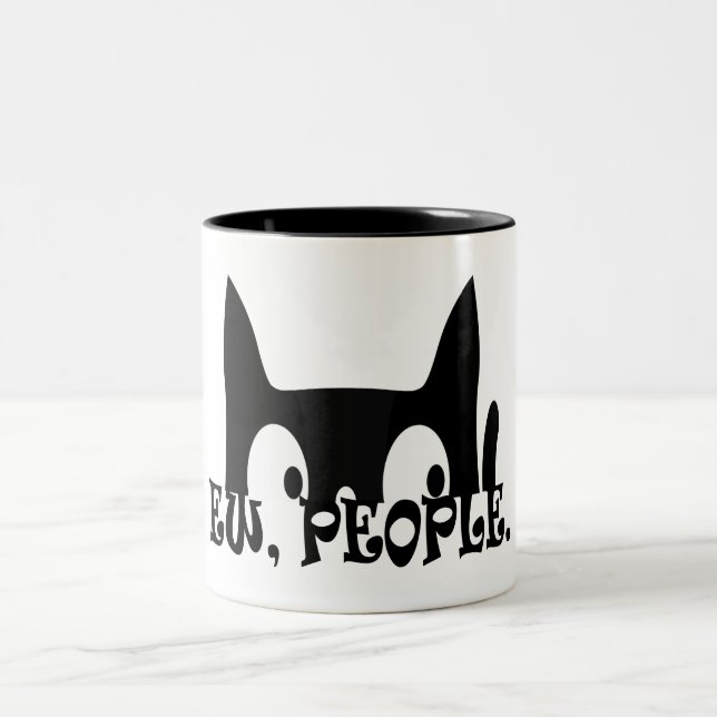 Caneca De Café Em Dois Tons Pessoas Engraçado Gato Negro (Centro)