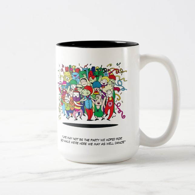 Caneca De Café Em Dois Tons pessoas ilustradas em festa (Direita)