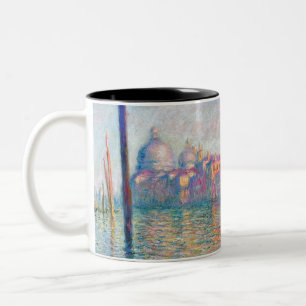Caneca De Café Em Dois Tons Pessoas Impressionistas do Monet Le Grand Canal Fa