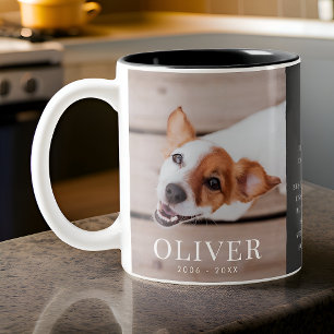 Caneca De Café Em Dois Tons Pet Dog Memorial Cita Foto Chic Simples Moderna
