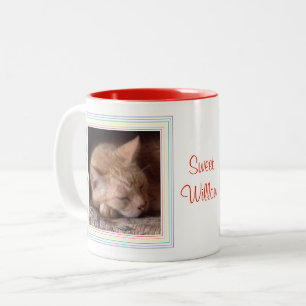 Caneca De Café Em Dois Tons Pet LOVE Red Two-Tone Mug + Text / Rainbow