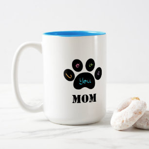 Caneca De Café Em Dois Tons Pet Paw Dog / Cat Te ama Coffee Mug