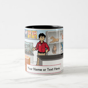 Caneca De Café Em Dois Tons Pet Store - Cartoon masculino por PrintedPerfectio