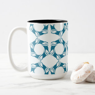 Caneca De Café Em Dois Tons Pétala Teal Geométrica Moderna