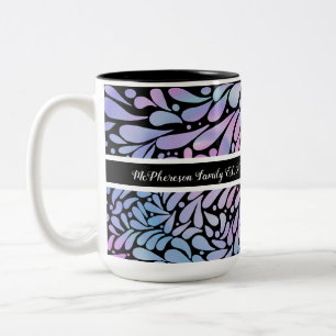 Caneca De Café Em Dois Tons pétalas coloridas contemporâneas da sereia