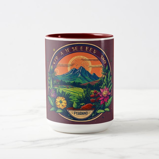 Caneca De Café Em Dois Tons PHENO BANK, Surreal, semente, planta (Centro)