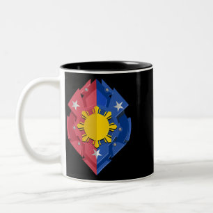 Caneca De Café Em Dois Tons PhilippFlag Shield Filipino Heritage Modern Co