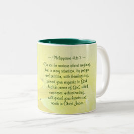 Caneca De Café Em Dois Tons Philippians 4:7 Paz de Deus vai guarda seu coração
