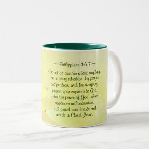 Caneca De Café Em Dois Tons Philippians 4:7 Paz de Deus vai guarda seu coração
