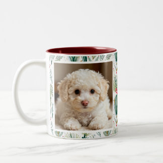 Caneca De Café Em Dois Tons Photo & Name Scandinavian Christmas Sage Green