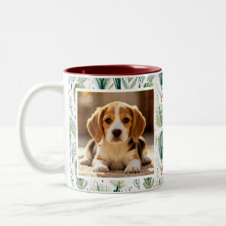 Caneca De Café Em Dois Tons Photo Scandinavian Christmas Foliage Sage Green
