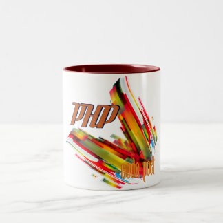 Caneca De Café Em Dois Tons PHP redemoinho multicolorido do código