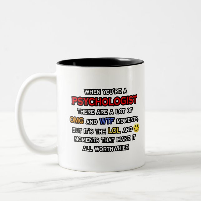 Caneca De Café Em Dois Tons Piada psicóloga... OMG WTF LOL (Esquerda)