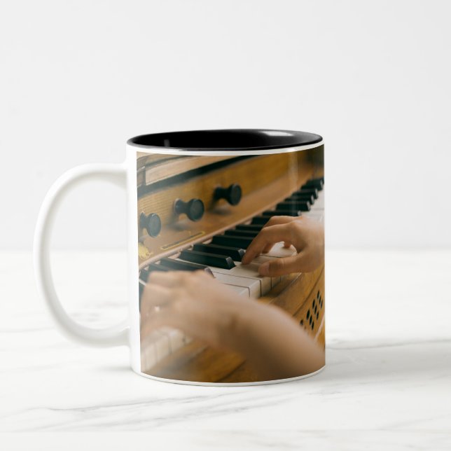 Caneca De Café Em Dois Tons Piano bonito (Esquerda)