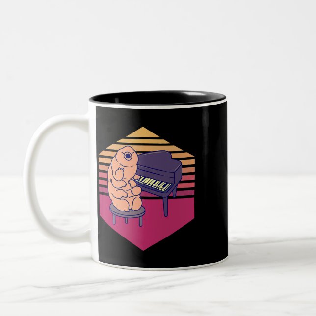 Caneca De Café Em Dois Tons Piano de Brincadeira Tardigrado (Esquerda)