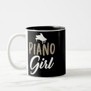 Caneca De Café Em Dois Tons Piano Heartbeat Retro Pianista