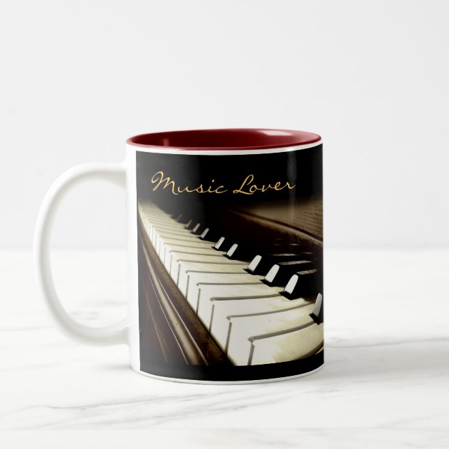 Caneca De Café Em Dois Tons PIANO KEYS Music Lover Bebendo Mug (Esquerda)