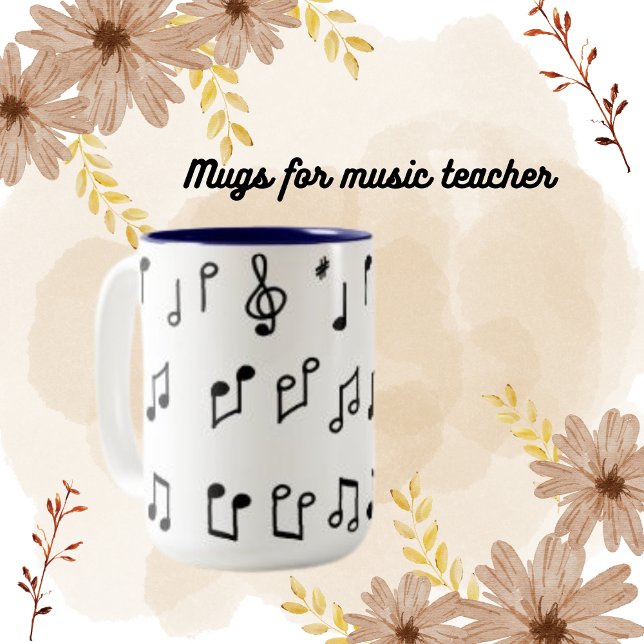 Caneca De Café Em Dois Tons Piano Nota Instrumento de Música Moderna (Criador carregado)