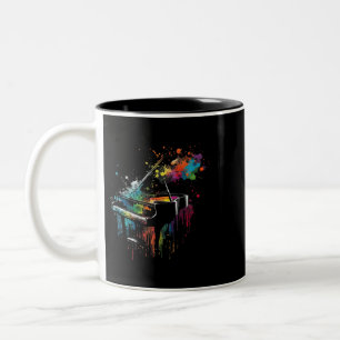 Caneca De Café Em Dois Tons Piano Piano Splash Art Jazz Composer Keyboard Pian