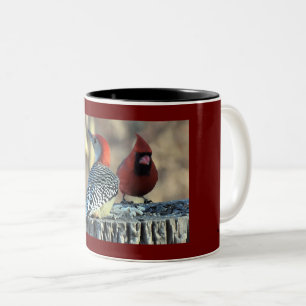 Caneca De Café Em Dois Tons Pica-Pau de Belém Vermelho com Cardeal Vermelho