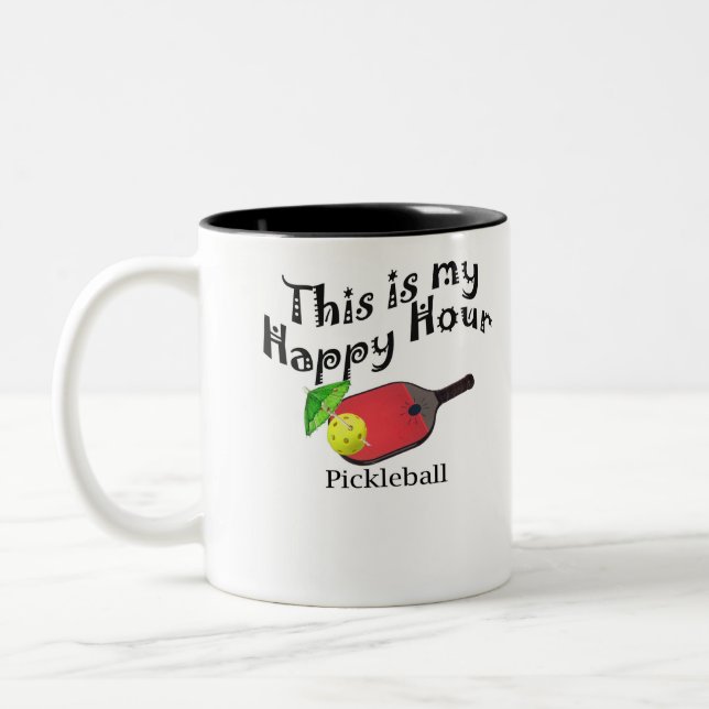 Caneca De Café Em Dois Tons Pickleball: Este é meu happy hour (Esquerda)