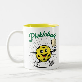 Caneca De Café Em Dois Tons PICKLEBALL MASCOT por PickleballPlayerz