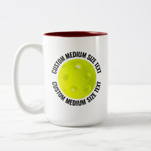Caneca De Café Em Dois Tons Pickleball & Texto Médio MARROM 15oz Personalizado