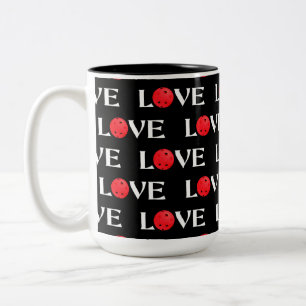 Caneca De Café Em Dois Tons Picleball Love Red & Black Namorados Pickleball