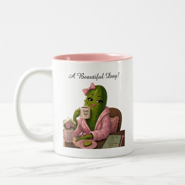 Caneca De Café Em Dois Tons Picles Bonitos de Manhã (Esquerda)
