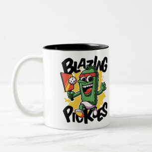 Caneca De Café Em Dois Tons Picles de Pickleball Engraçados e Ardentes