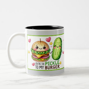 Caneca De Café Em Dois Tons Picles Kawaii e Burgers