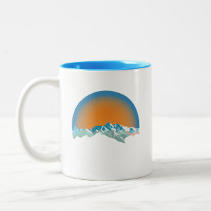 Caneca De Café Em Dois Tons Pico de Montanha de Neve Vintage