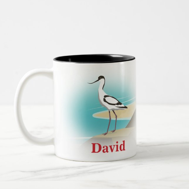 Caneca De Café Em Dois Tons Pied Avocet Bird (Esquerda)