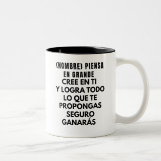 CANECA DE CAFÉ EM DOIS TONS PIENSA EN GRANDE REGALO PERSONALIZADO PARA(NOMBRE)