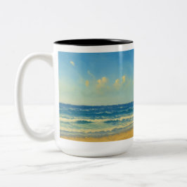 Caneca De Café Em Dois Tons Píer de praia de Manhattan com telhado vermelho