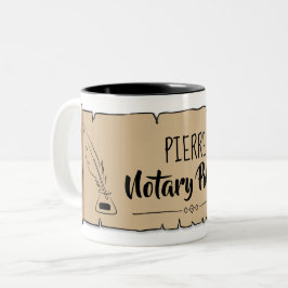 Caneca De Café Em Dois Tons Pierre Notary Public Scroll Feather Quill