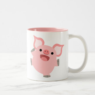 Caneca De Café Em Dois Tons Pig. Cartoon Joyous Bonito