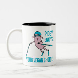 Caneca De Café Em Dois Tons Piggy Enjoys Your Vegan Choice - 