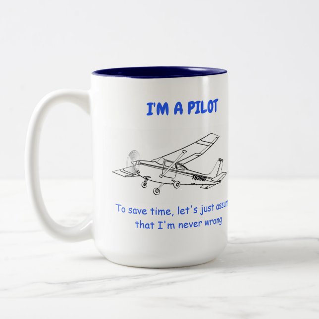 Caneca De Café Em Dois Tons Piloto de Cessna Engraçado (Esquerda)