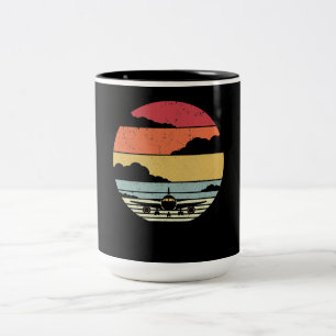 Caneca De Café Em Dois Tons Piloto de Estilo de Avião Vintage inventa presente