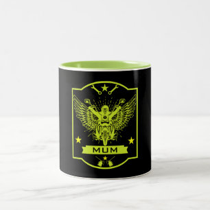 Caneca De Café Em Dois Tons Piloto de Moto Mãe