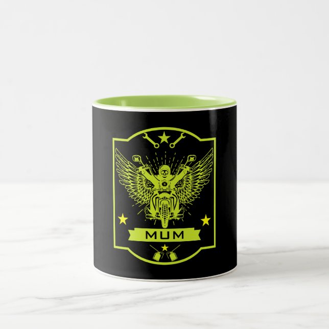 Caneca De Café Em Dois Tons Piloto de Moto Mãe (Centro)