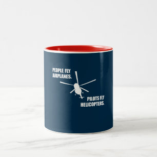 Caneca De Café Em Dois Tons  Piloto Helicóptero Funny Voando Avião Avião Av