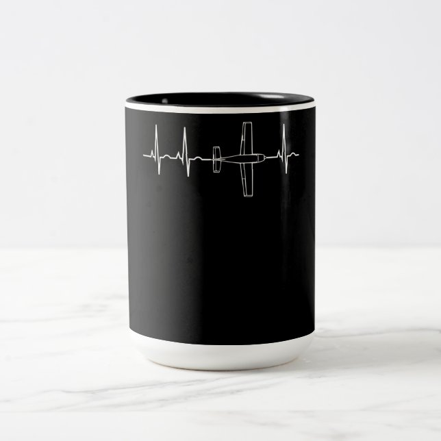 Caneca De Café Em Dois Tons Piloto-piloto de avião Presente de Voo com Pulsaçã (Centro)
