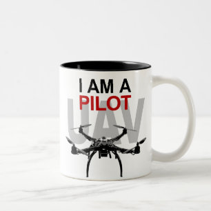 Caneca De Café Em Dois Tons Piloto quadpiloto UAV Quadcopter