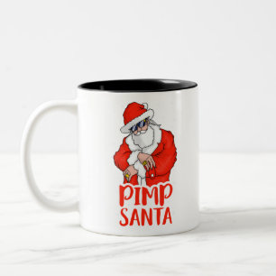 Caneca De Café Em Dois Tons Pimp santa claus impróprios para o Natal
